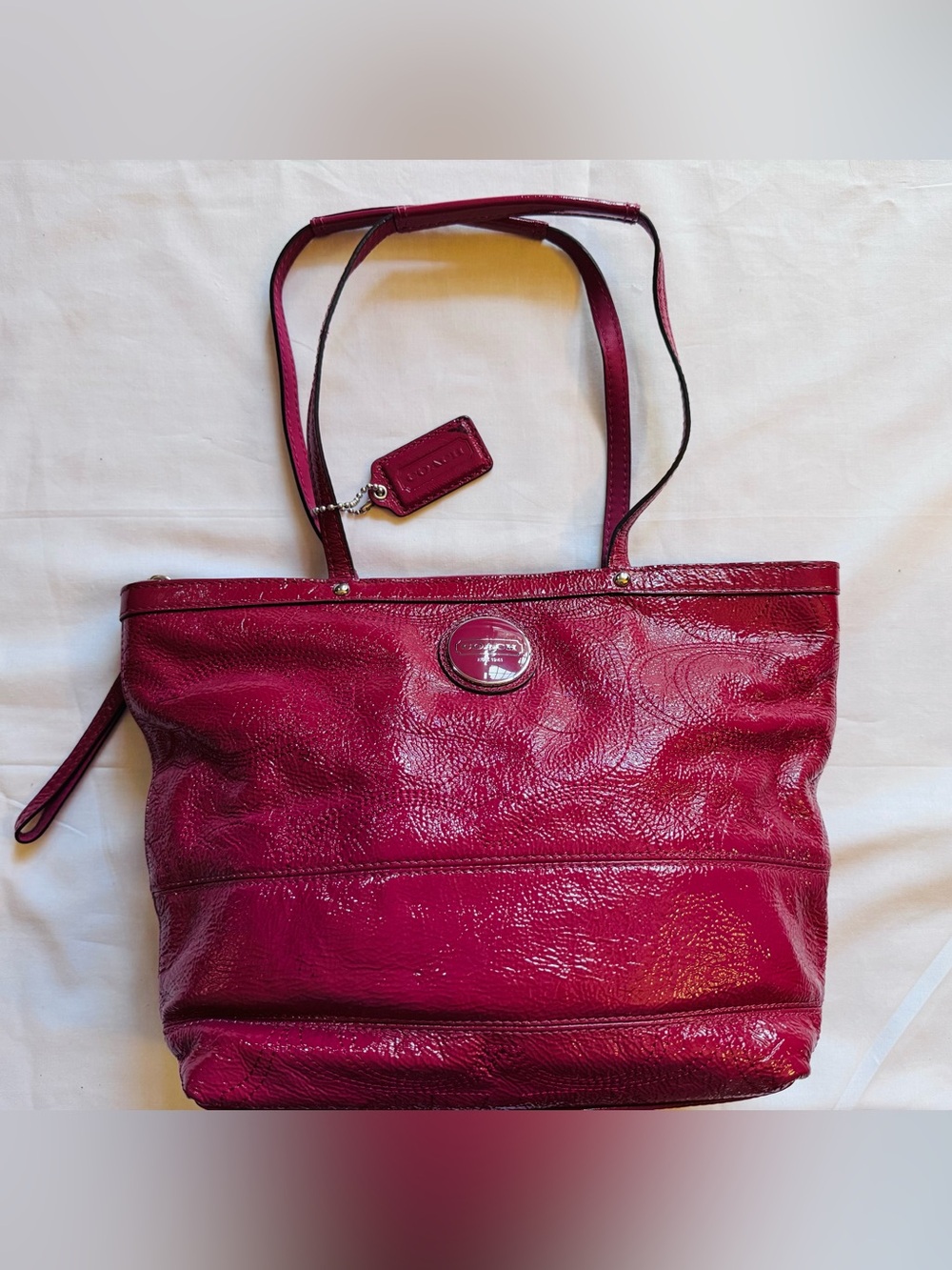 Coach Patent Leather Tote in Berry